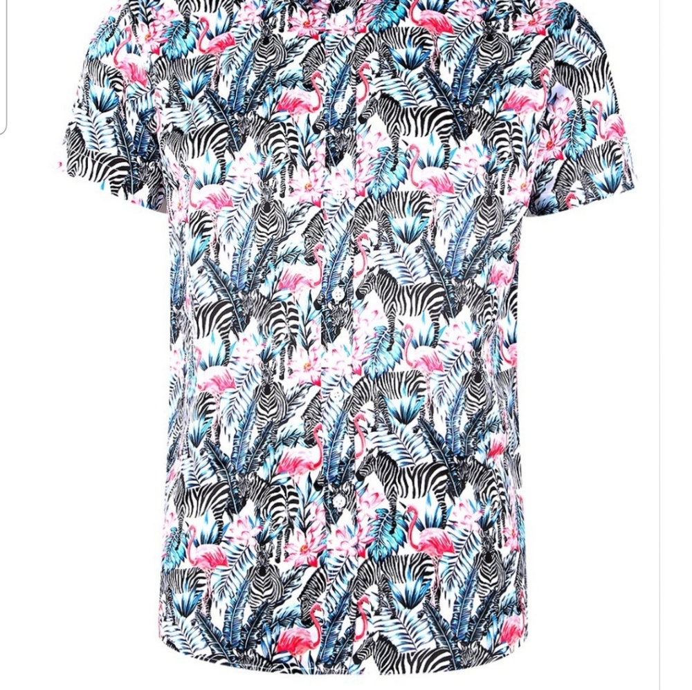 BoohooMAN ZEBRA PRINT SHORT SLEEVE SATIN SHIRT - Picture 5 of 8